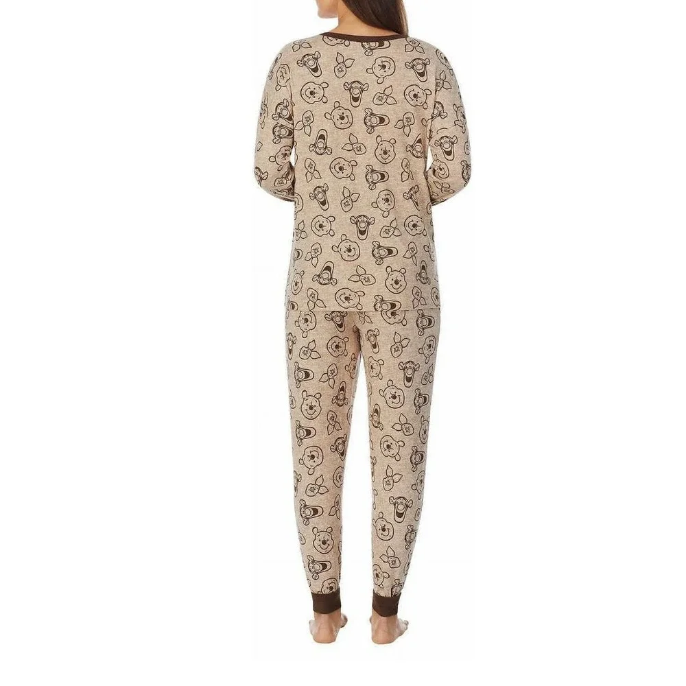 Disney Winnie the Pooh Pajama Set Women's‎ XS Tan Stretchy Jogger PJs